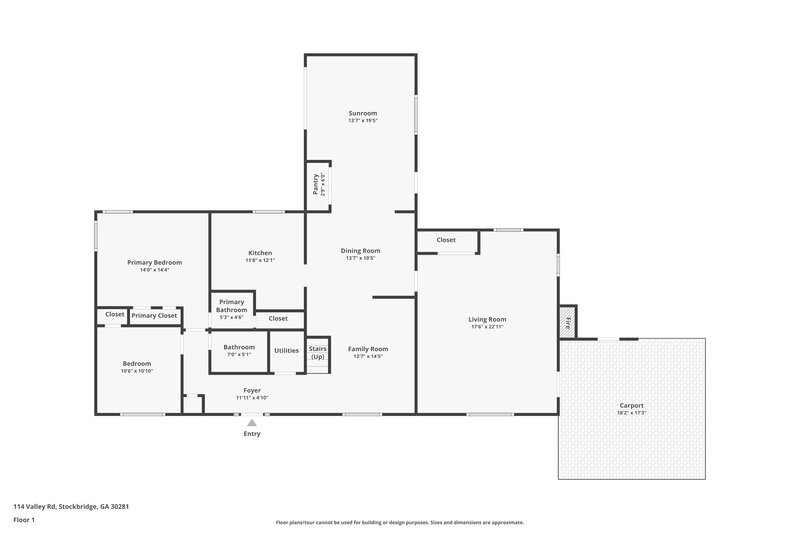 1,940/Mo, 114 Valley Road Stockbridge, GA 30281 Floor Plan View