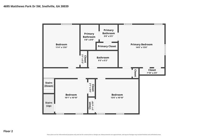 2,505/Mo, 4695 Matthews Park Dr SW Snellville, GA 30039 Floor Plan View 2