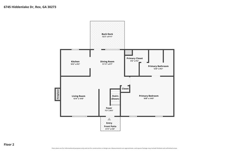 1,745/Mo, 6745 Hidden Lake Dr Rex, GA 30273 Floor Plan View