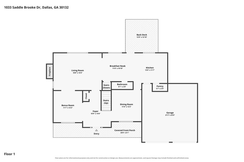 2,165/Mo, 1033 Saddle Brooke Drive Dallas, GA 30132 Floor Plan View